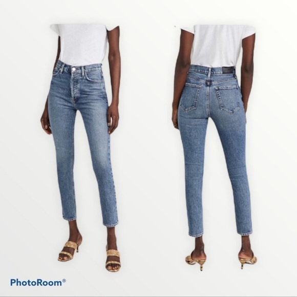 NWT GOLDSIGN x REVOLVE Semi Fit High Rise Slim Straight Jean, Size 24 - Picture 4 of 13